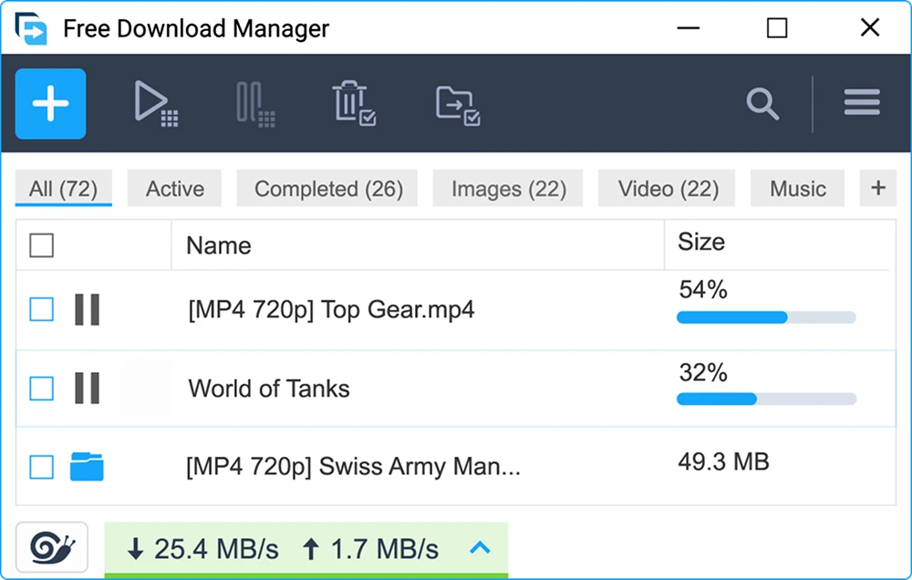 Free Download Manager Free Download Manager is built for users who need more than a basic browser download. Browsers are convenient for small files, but they provide limited control when a transfer is large, interrupted, delayed, or divided across several tasks.